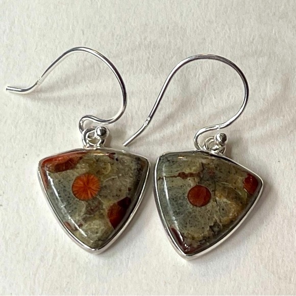 Natural Peanut Obsidian 925 Sterling Silver Earrings - Picture 5 of 9